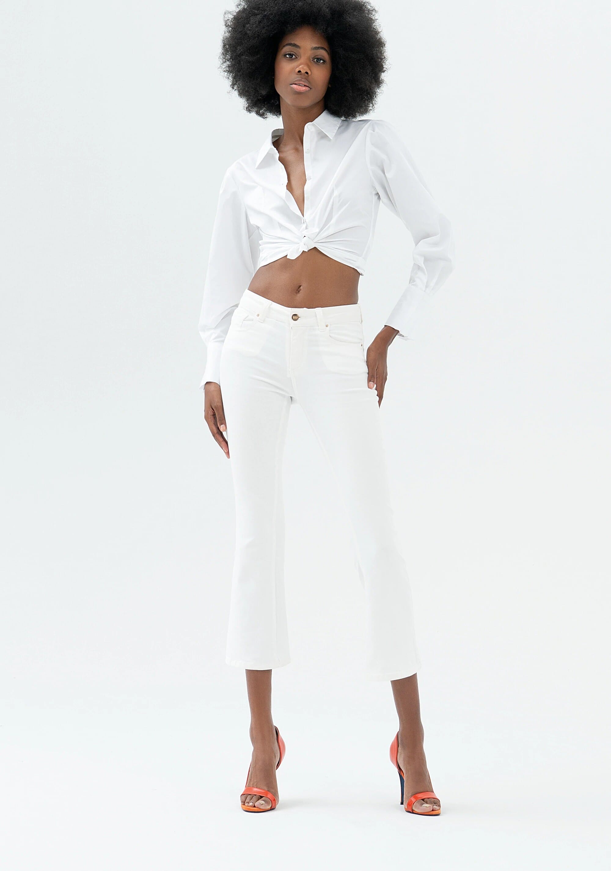 Jeans Bella Flare Cropped In Sofisticato Denim Stretch Colorato Fracomina