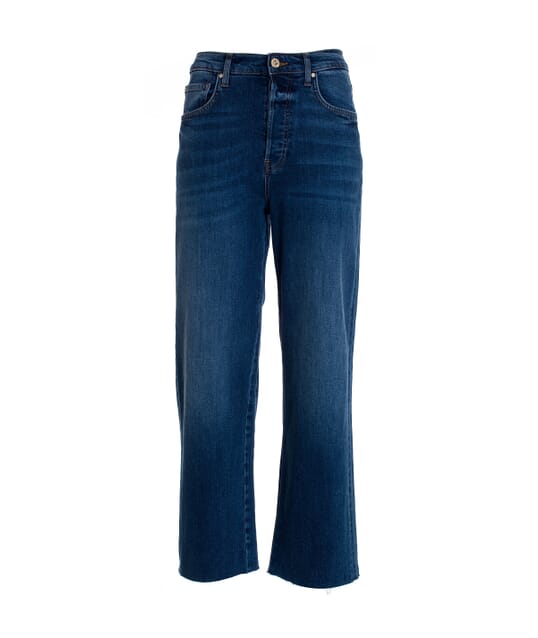 Jeans Culotte Wide In Denim Con Lavaggio Medio Fracomina