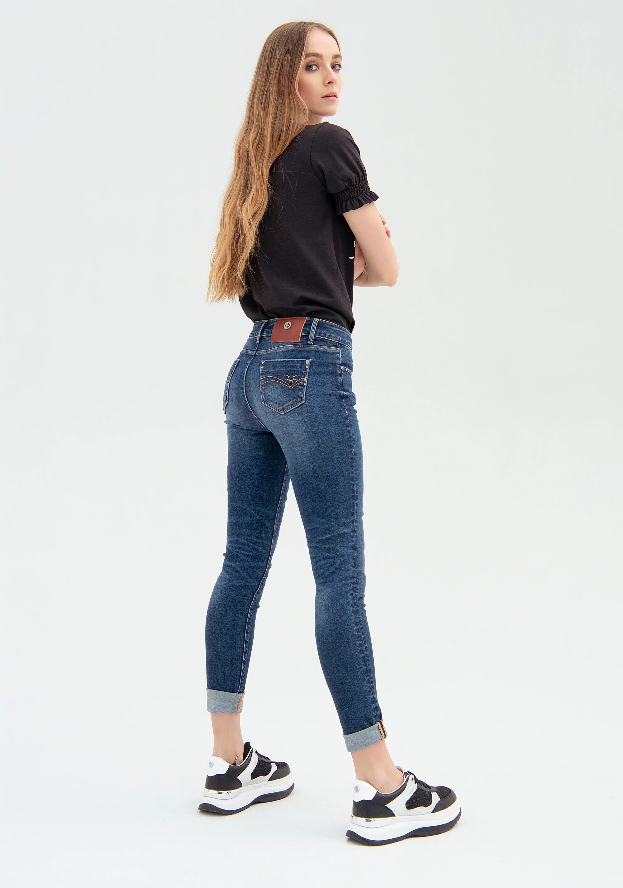 Jeans Slim In Denim Con Lavaggio Medio Fracomina