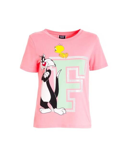 T-Shirt Regular In Jersey Con Stampa Looney Tunes Fracomina