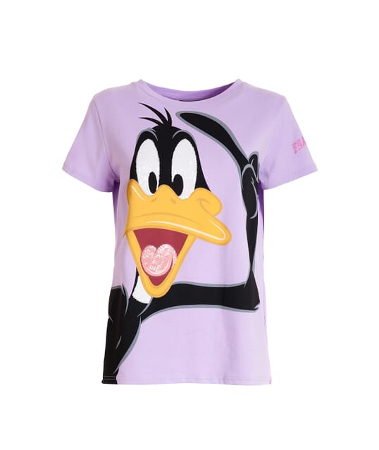 T-Shirt Over In Jersey Con Stampa Daffy Duck Looney Tunes Fracomina
