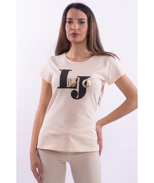 T-Shirt Con Stampa Laminata Liu Jo