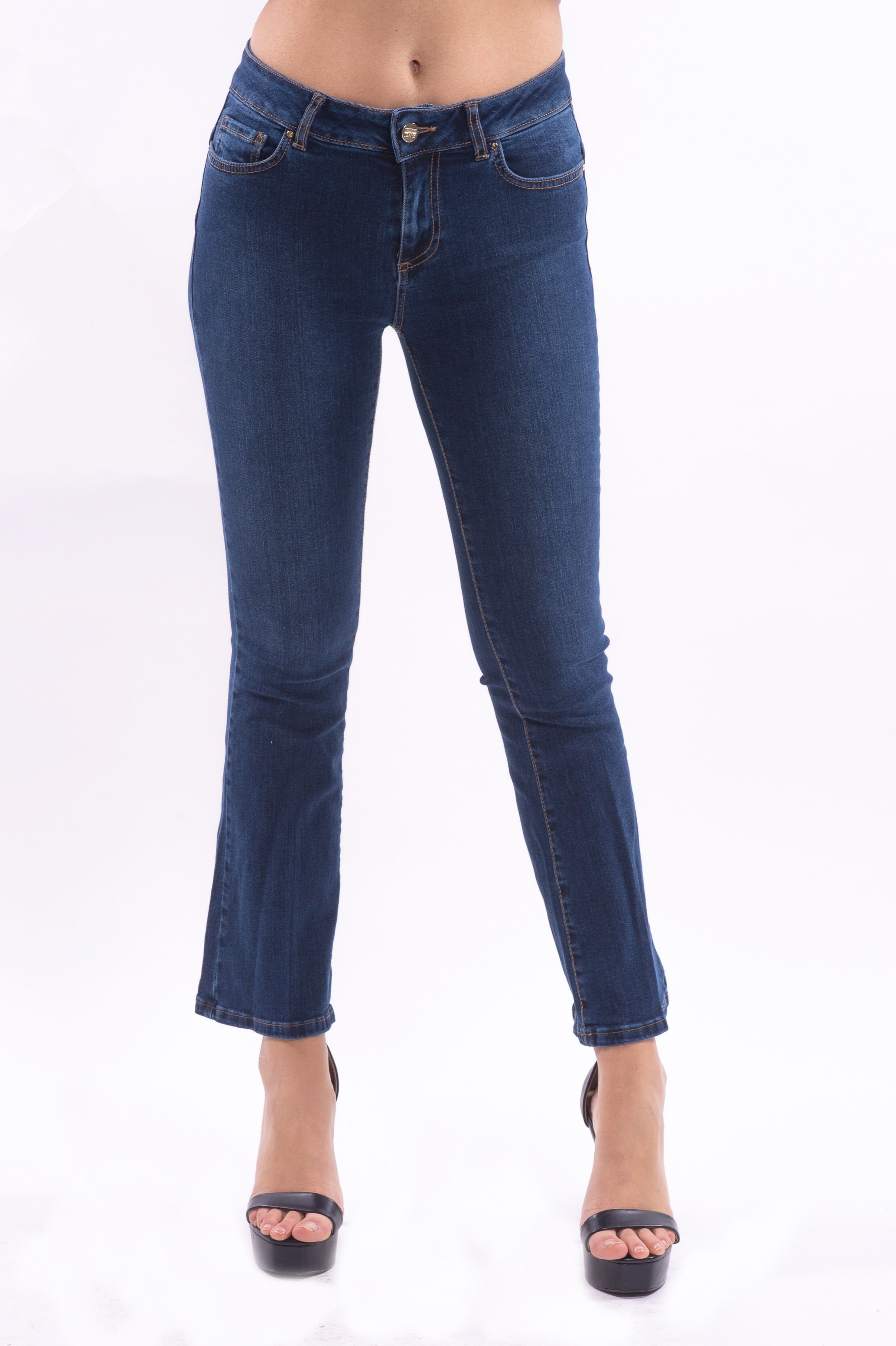 Jeans Bella Flare Cropped In Sofisticato Denim Stretch Fracomina