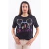 Cropped T-Shirt With Multicolor Mickey Mouse Print Fracomina