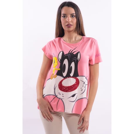 T-Shirt Over In Jersey Con Stampa Looney Tunes Fracomina