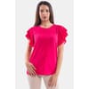 T-Shirt With Pleated Ruffles On The Liu Jo Sleeves