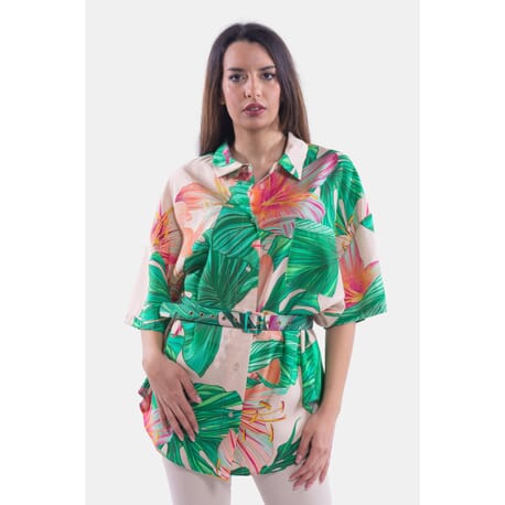Shirt With Belt In Floral Pattern Fracomina