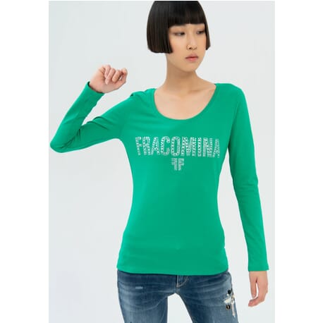 Fracomina Sweater With Logo In Pailleettes