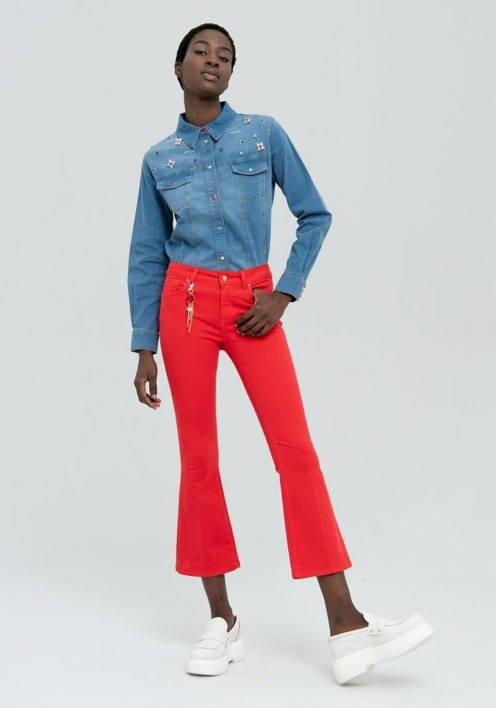 Denim Cropped Flare Fracomina