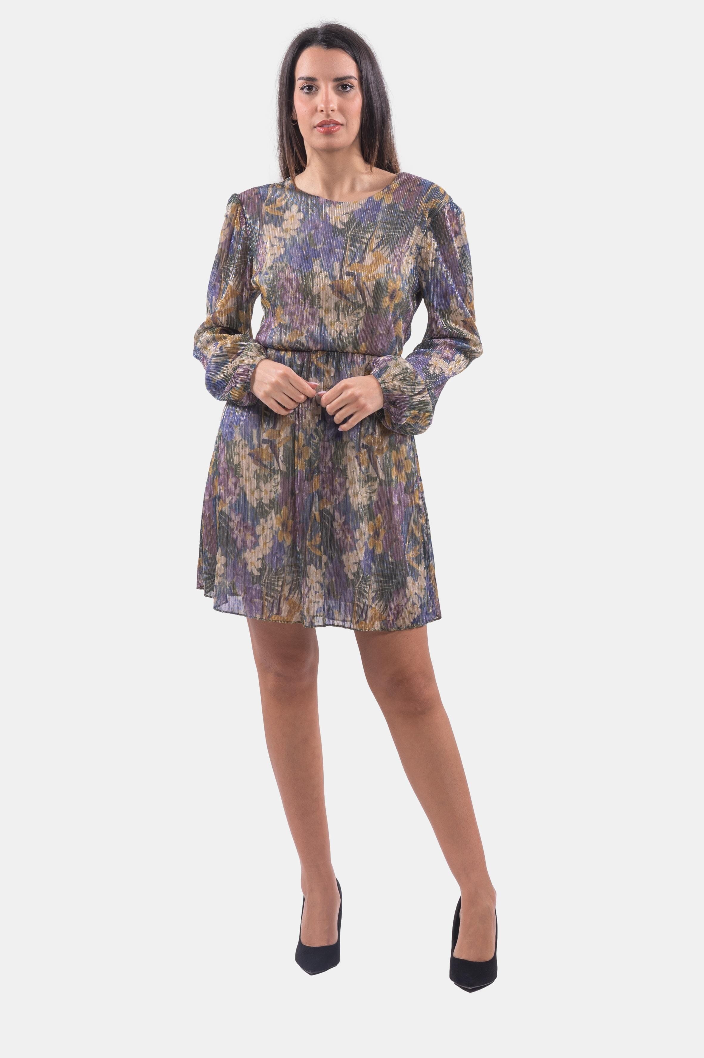 Abito Floreale In Filo Lamè Lokita