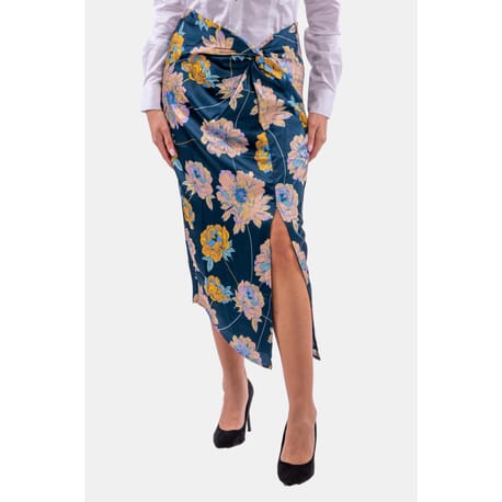 Guess Longuette Skirt With Slit And Floral Print