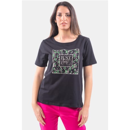 T-Shirt With Print And Rhinestones Mara Carol