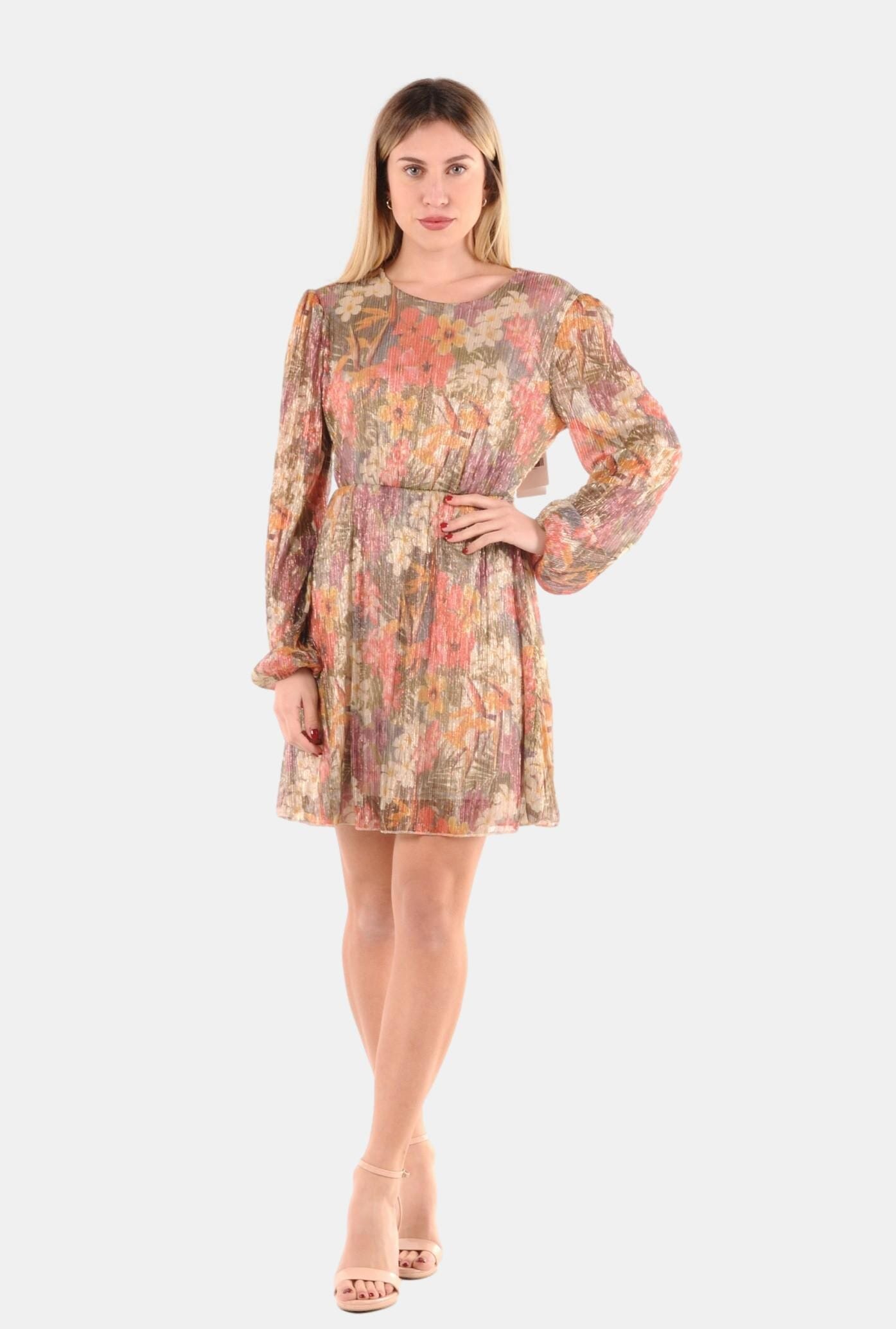 Abito Floreale In Filo Lamè Lokita