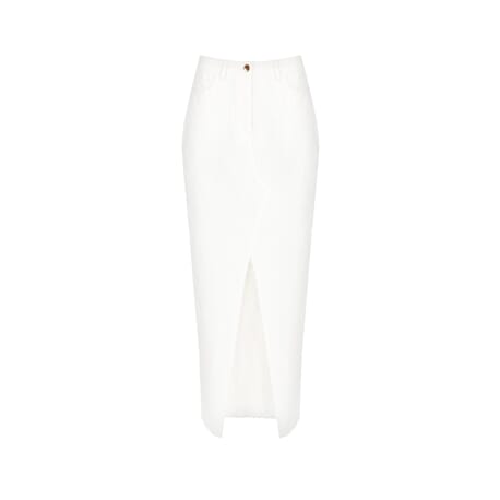 Denim Midi Skirt With Wide Slit Rinascimento