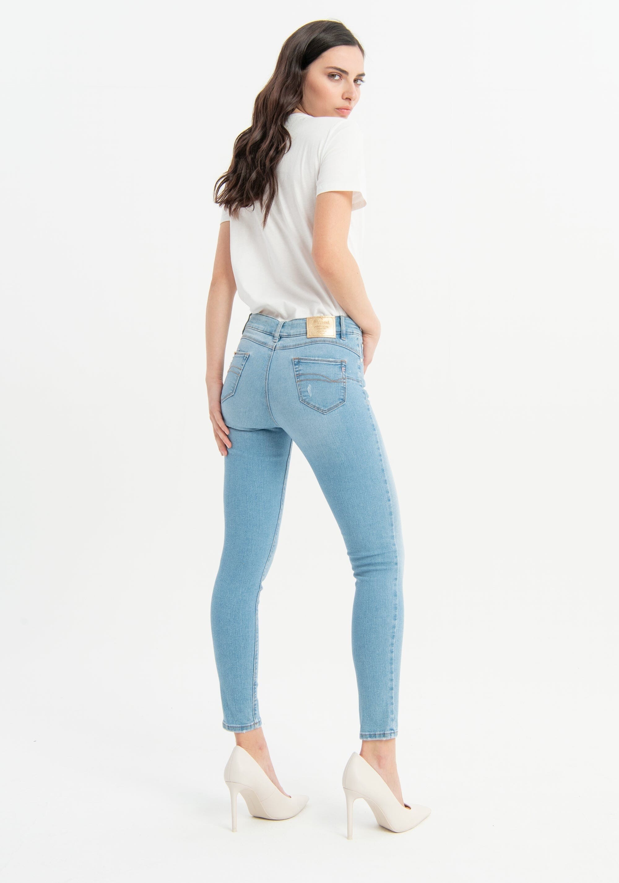 Jeans Skinny Effetto Push Up In Denim Con Lavaggio Bleached Fracomina