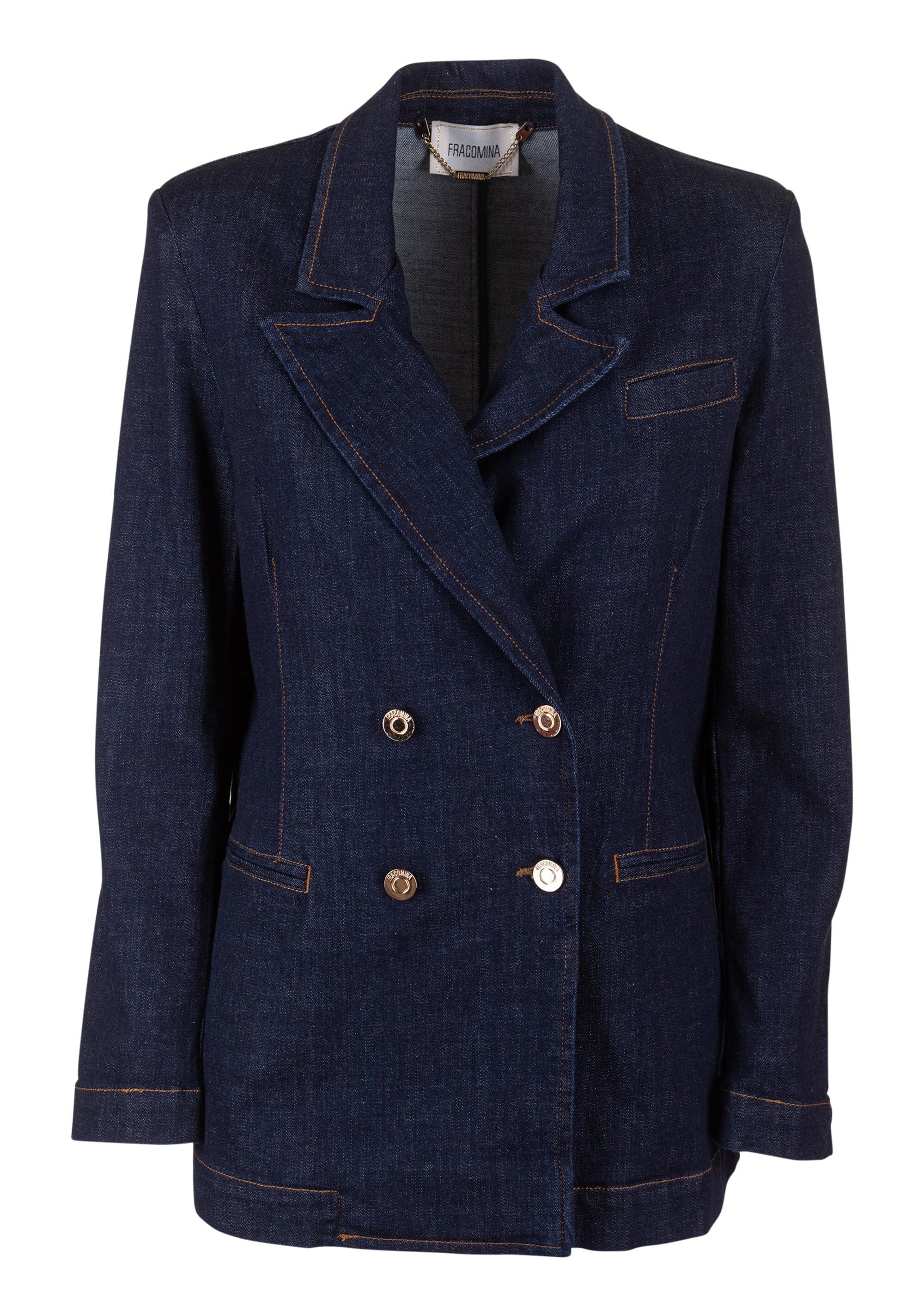 Double breasted denim blazer top