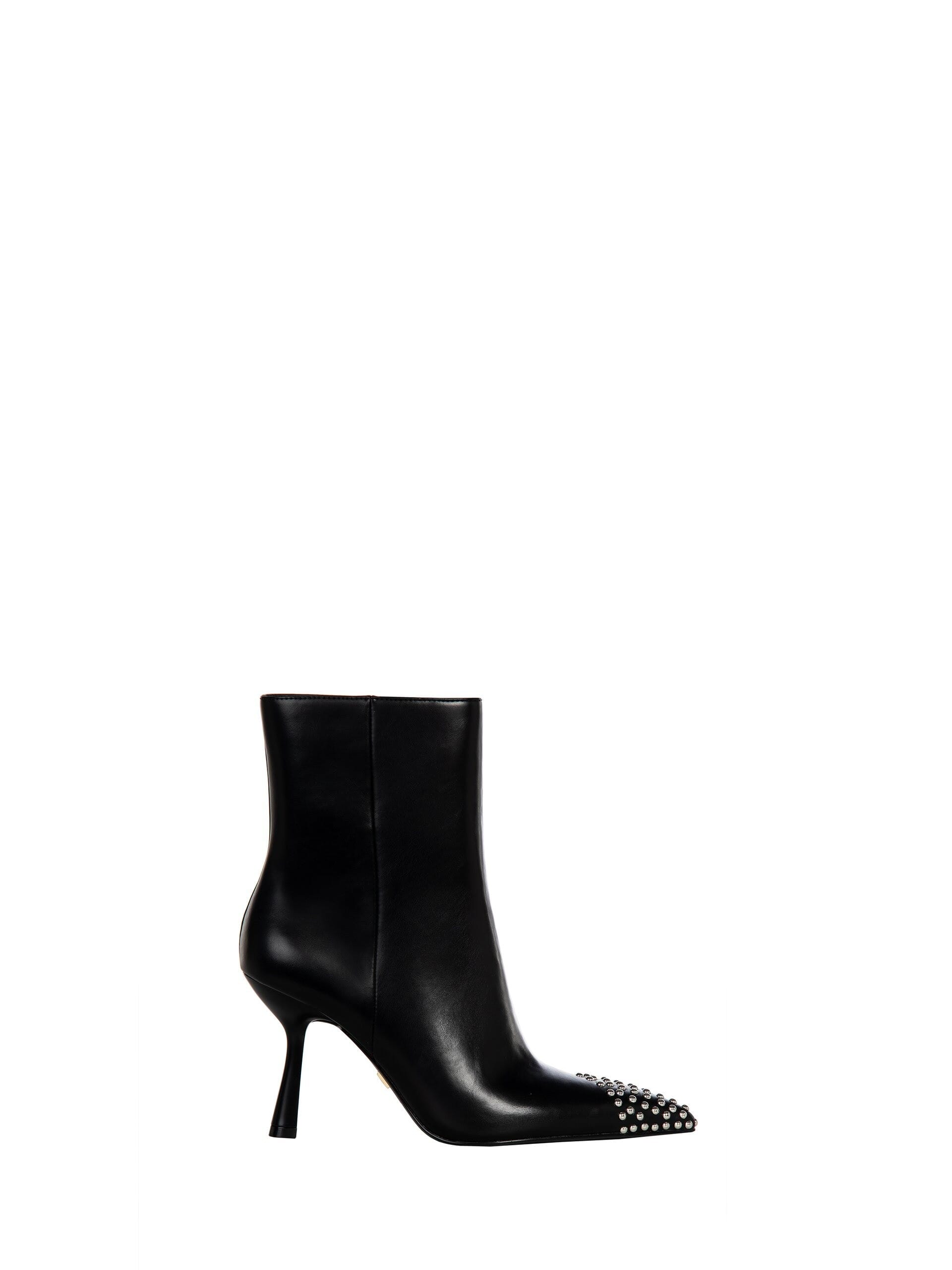 Leather Ankle Boot With Studded Toe Rinascimento Vestiti Firmati