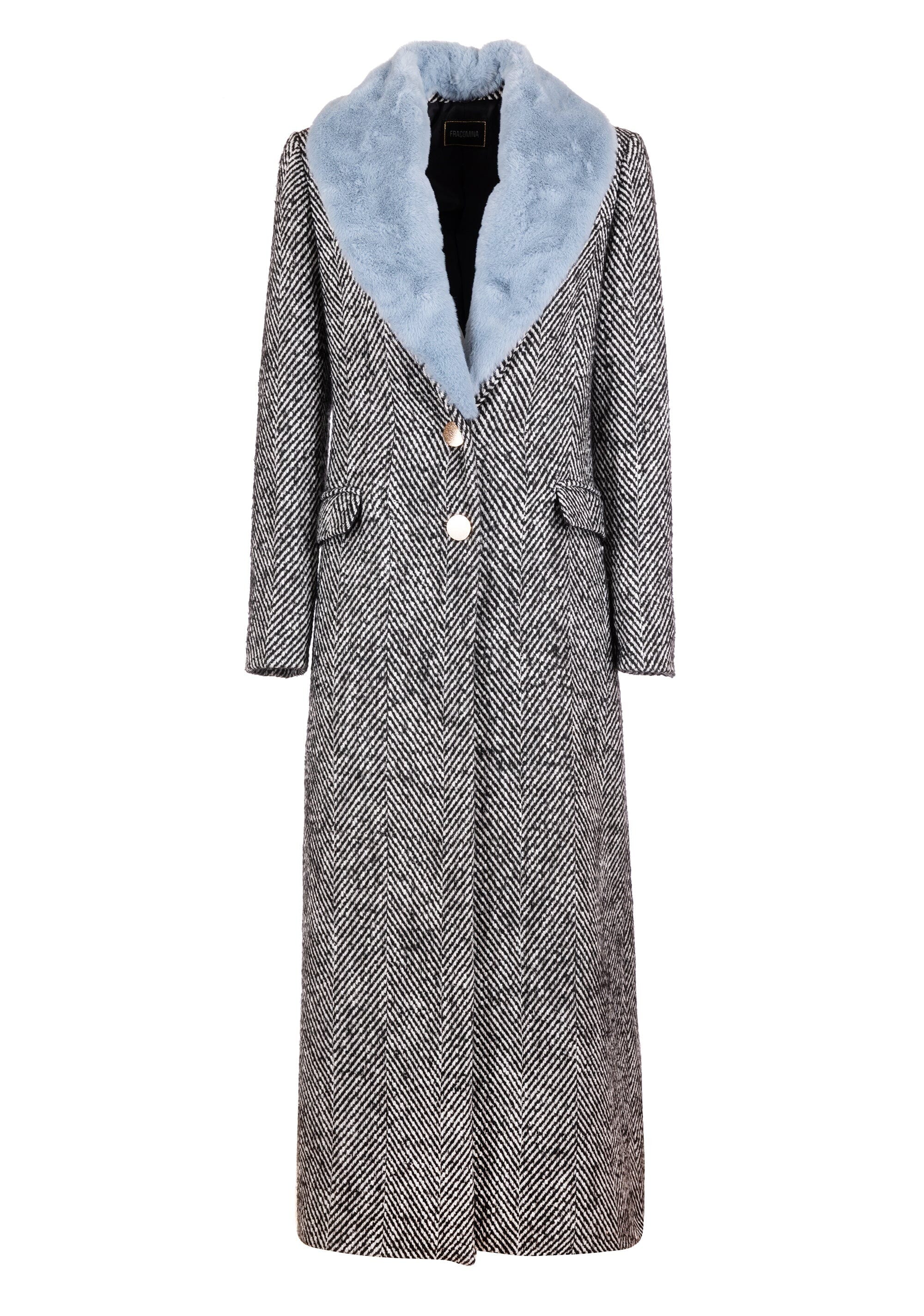 Fracomina Regular Long Tweed Coat Vestiti Firmati Life Smiles