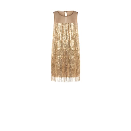 Short Dress With Sequins And Fringes Rinascimento