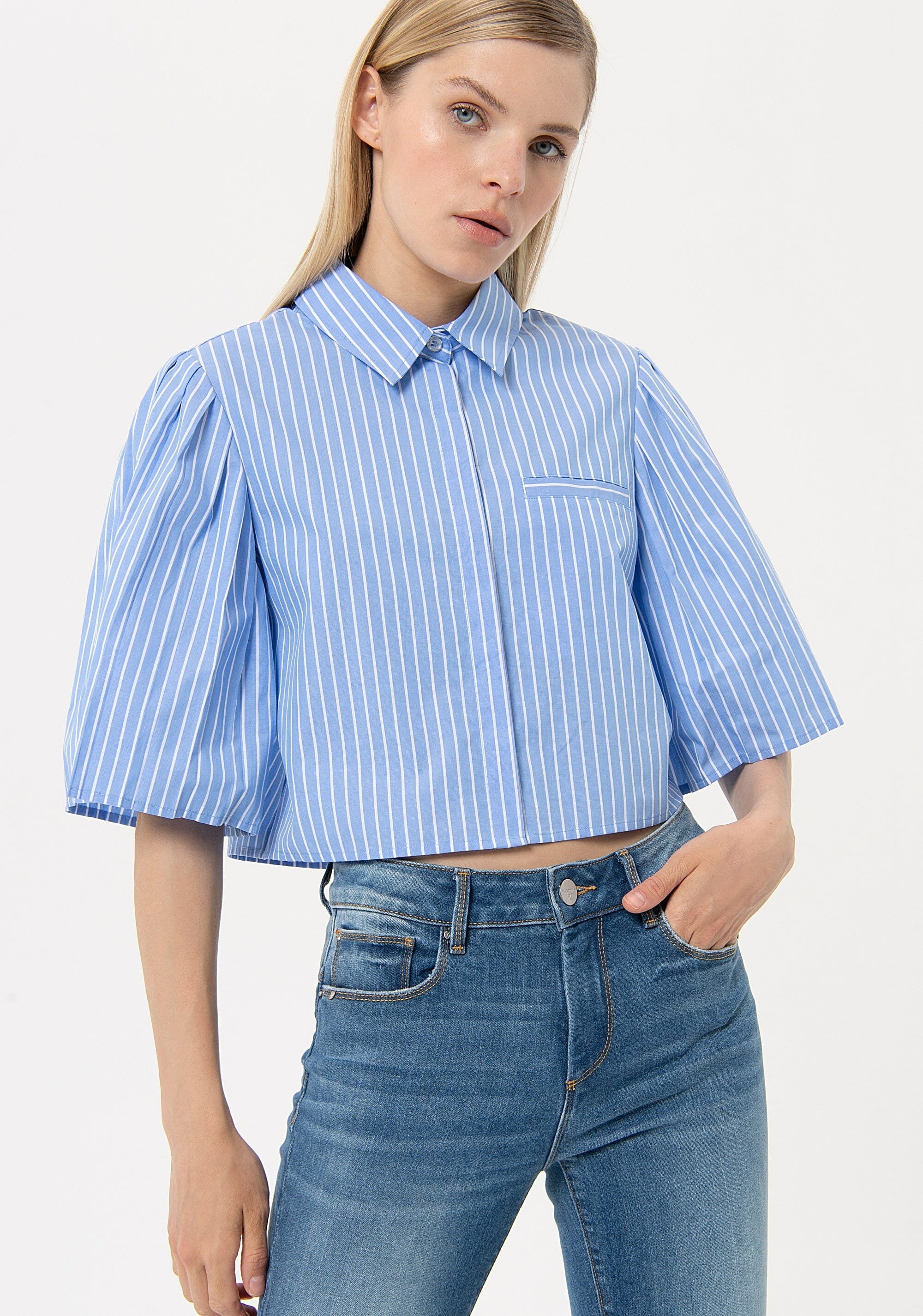 Fracomina Cropped Striped Shirt Vestiti Firmati Life Smiles