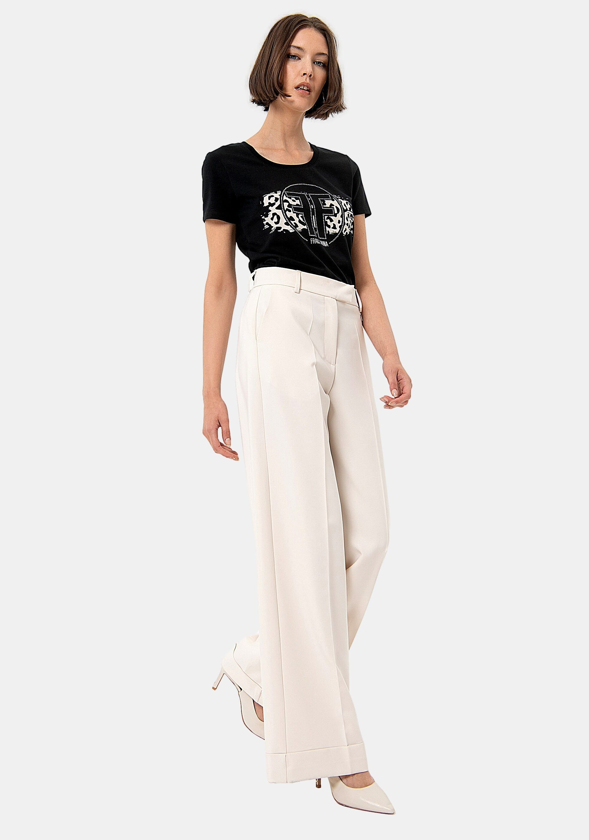 Pantaloni A Palazzo Flare In Tessuto Tecnico Fracomina