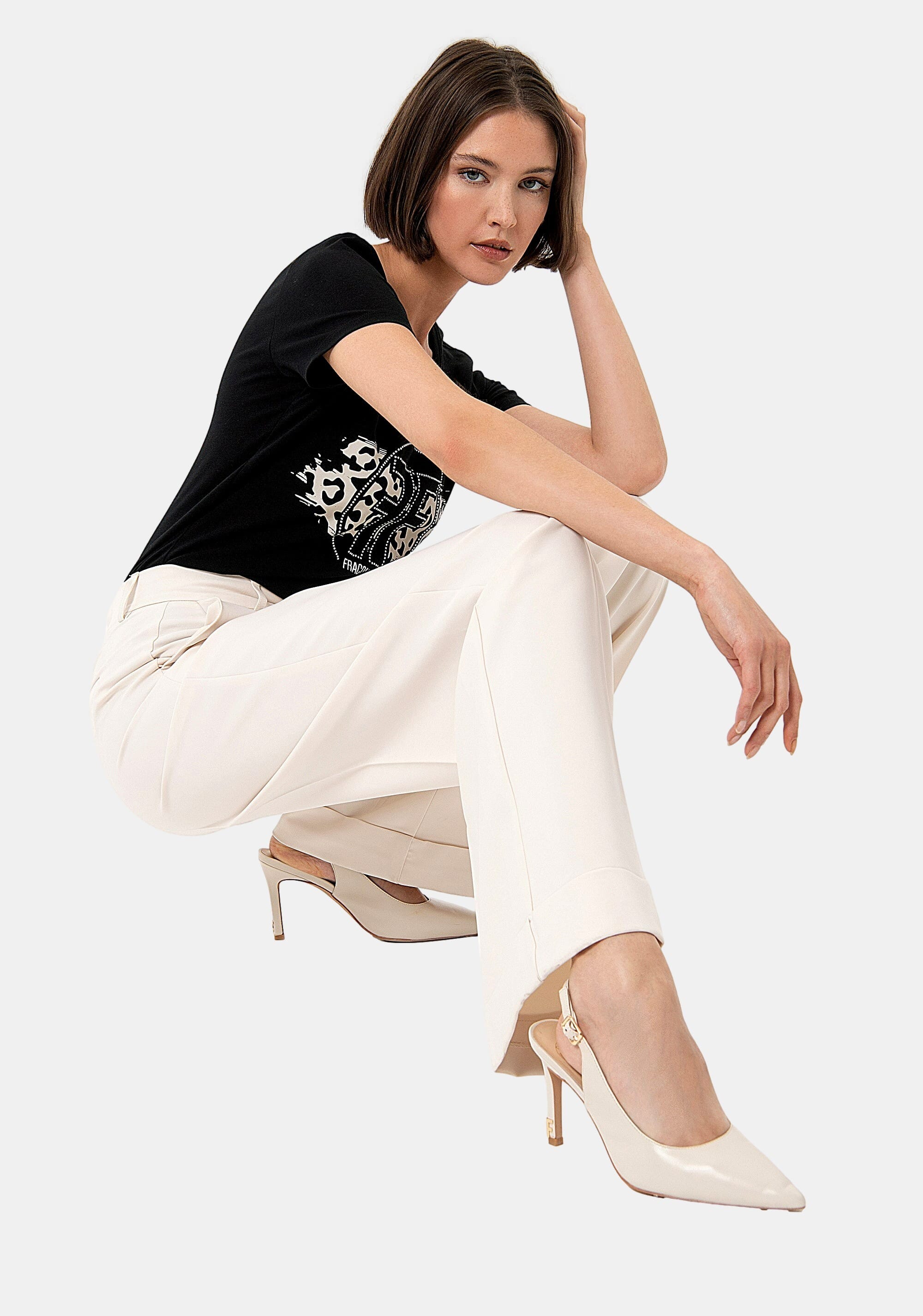 Pantaloni A Palazzo Flare In Tessuto Tecnico Fracomina