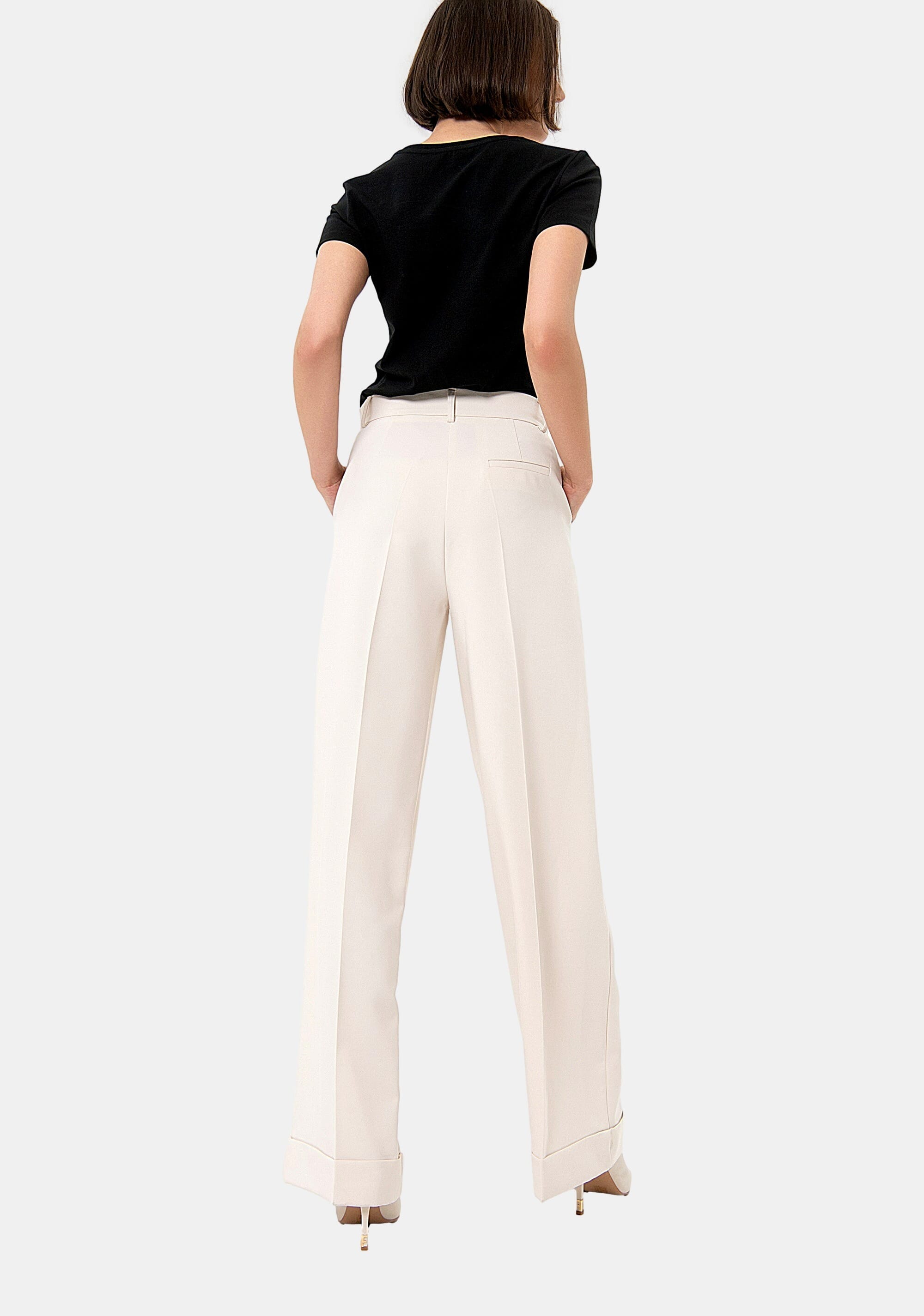 Pantaloni A Palazzo Flare In Tessuto Tecnico Fracomina