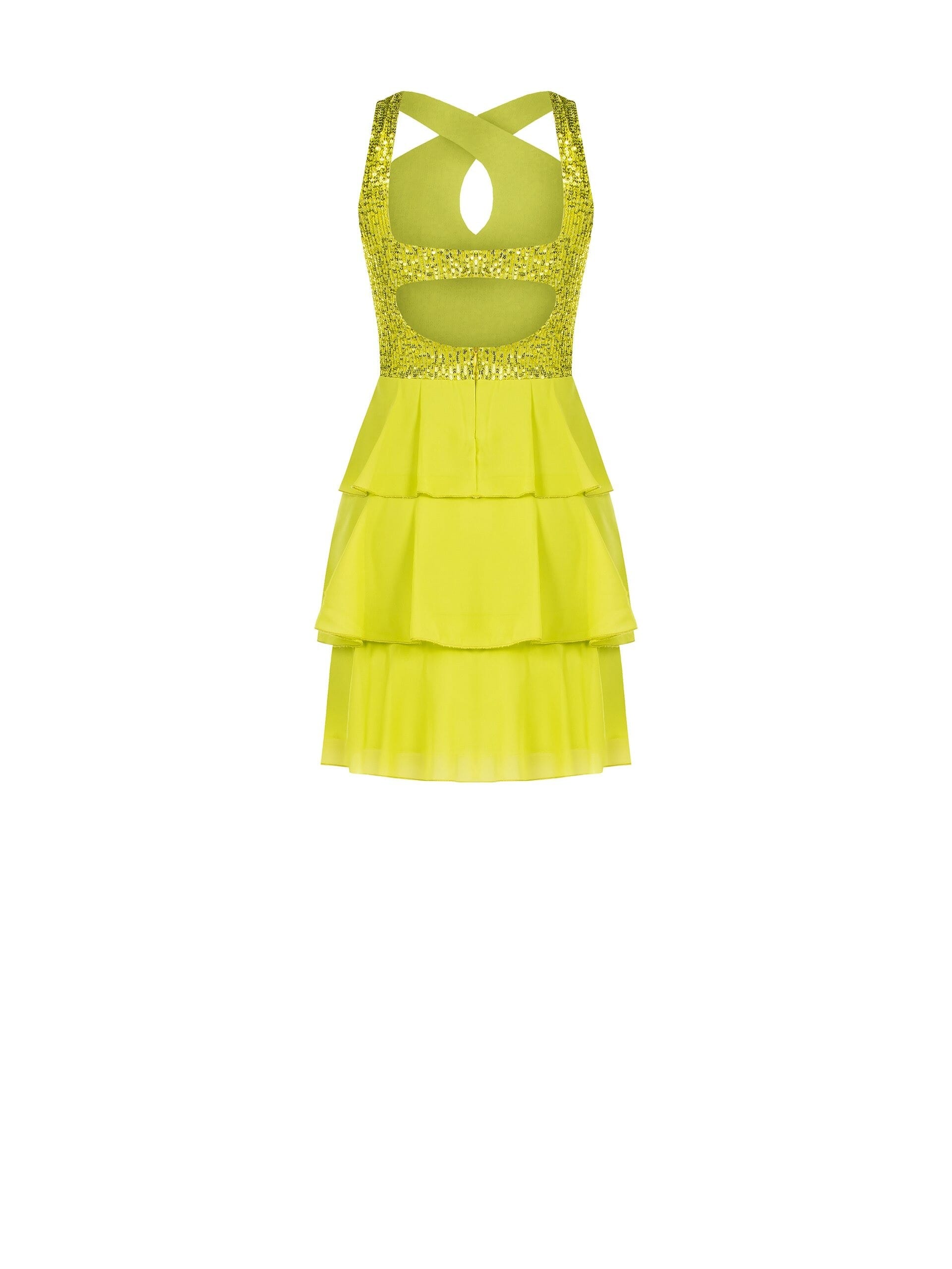 Abito Corto A Balze In Paillettes Rinascimento