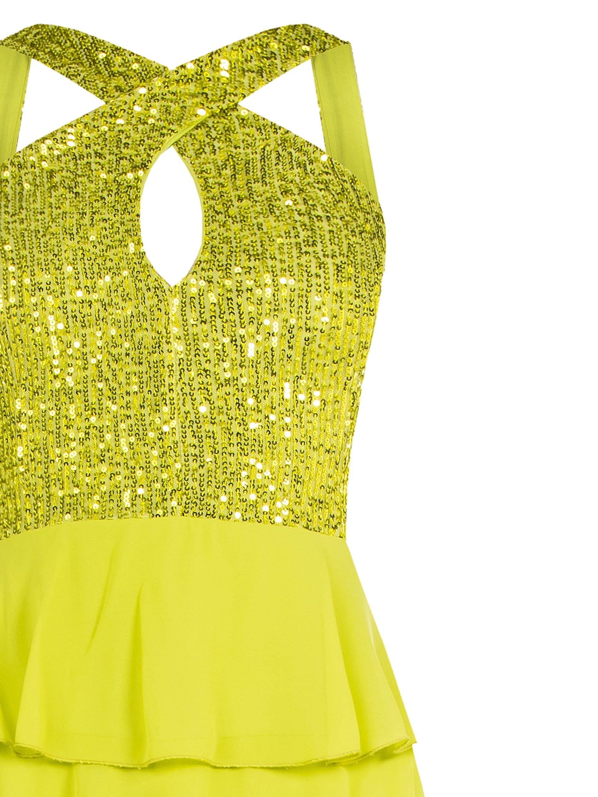 Abito Corto A Balze In Paillettes Rinascimento