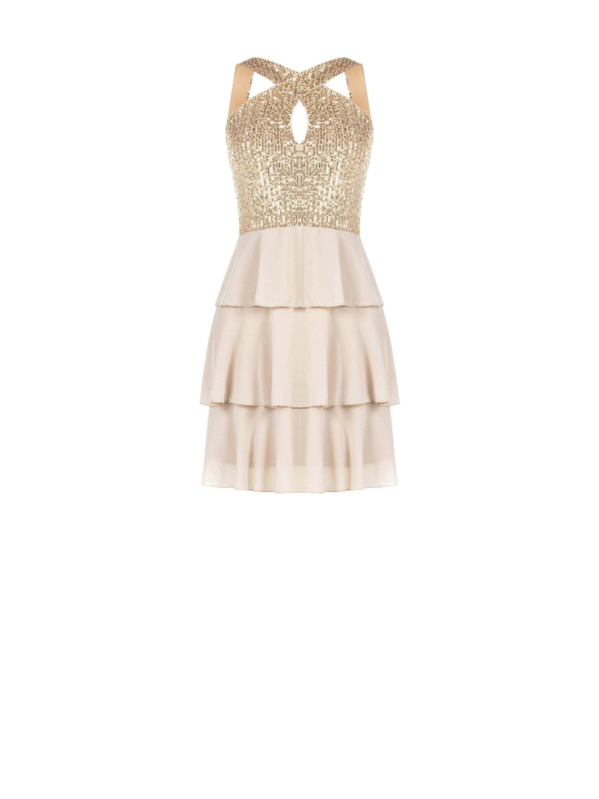 Abito Corto A Balze In Paillettes Rinascimento