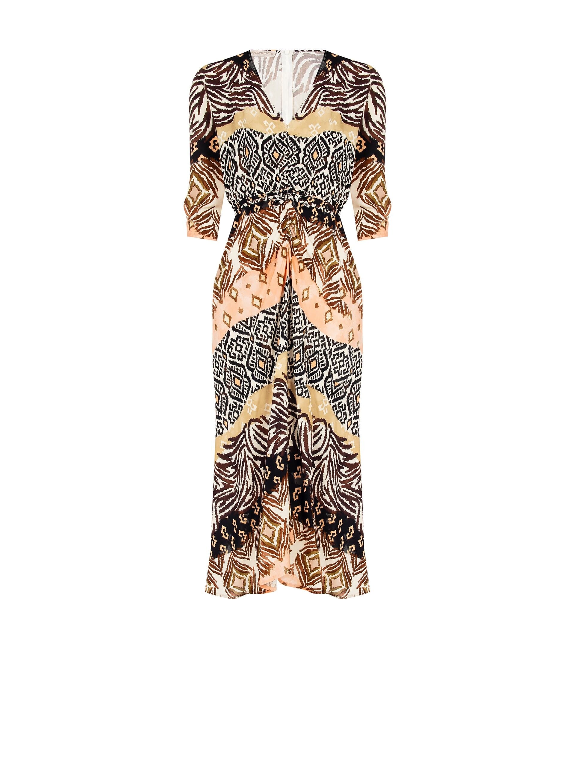 Abito Lungo Con Corpetto Arricciato Con Zip Dietro Rinascimento