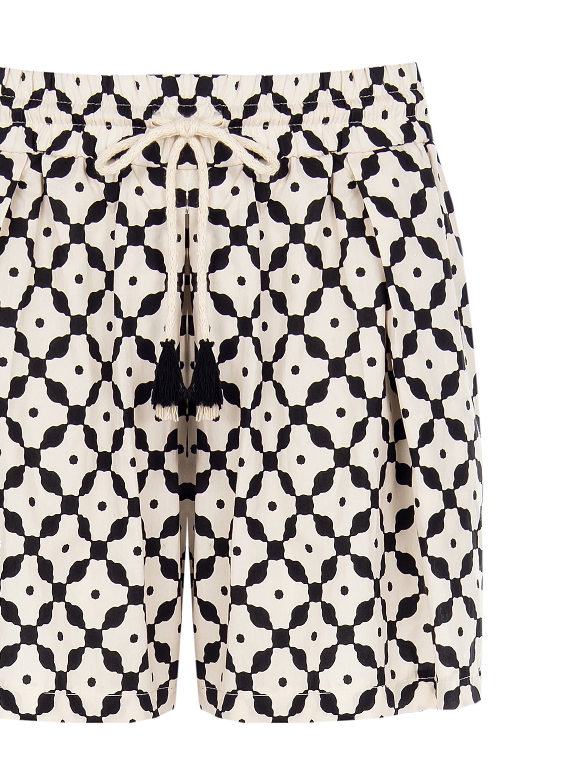 Pantaloni Corti Larghi In Cotone Con Nappe Rinascimento