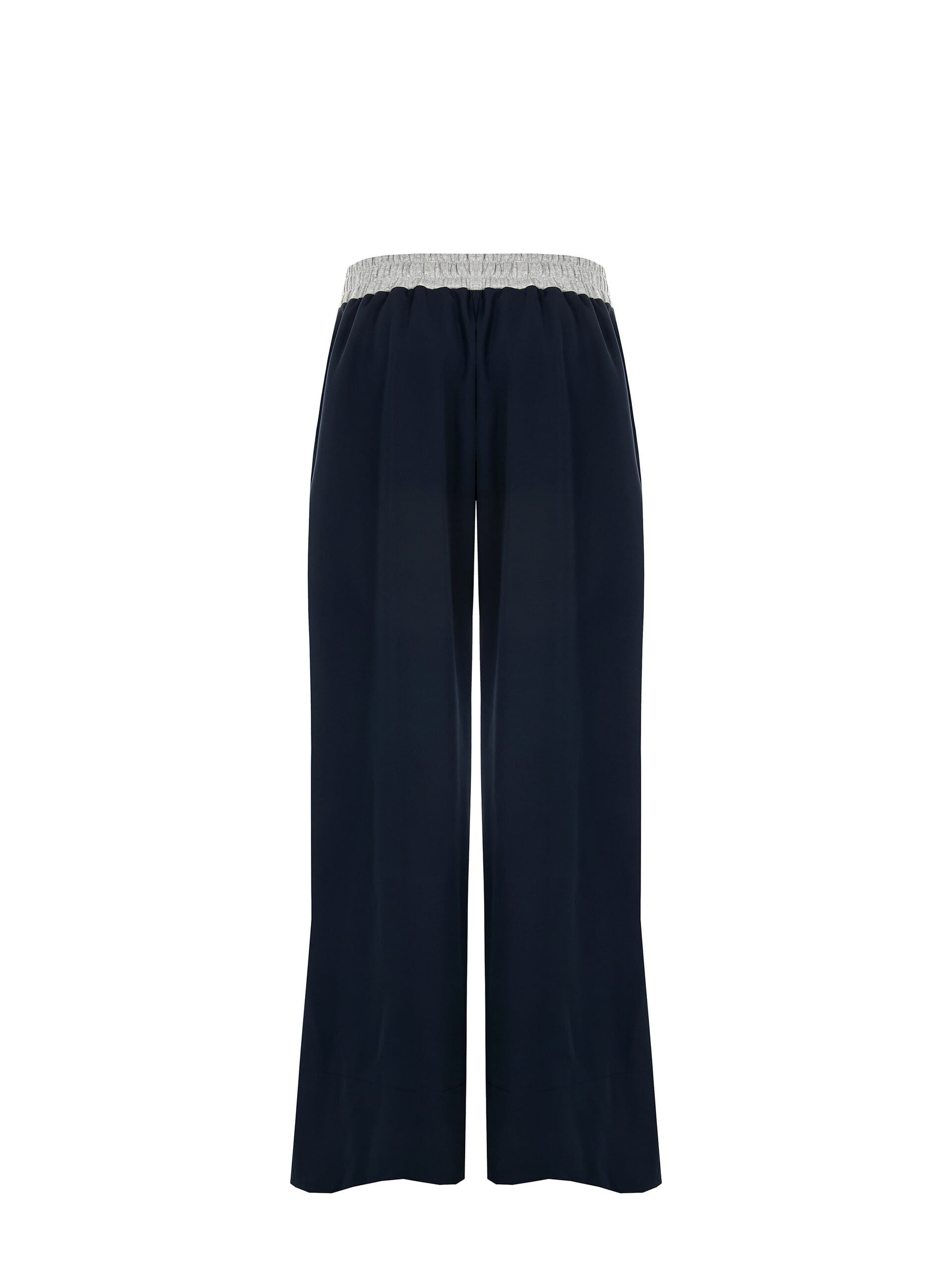 Pantalone Palazzo A Pieghe In Misto Viscosa Con Tasche E Elastico A Contrasto Rinascimento