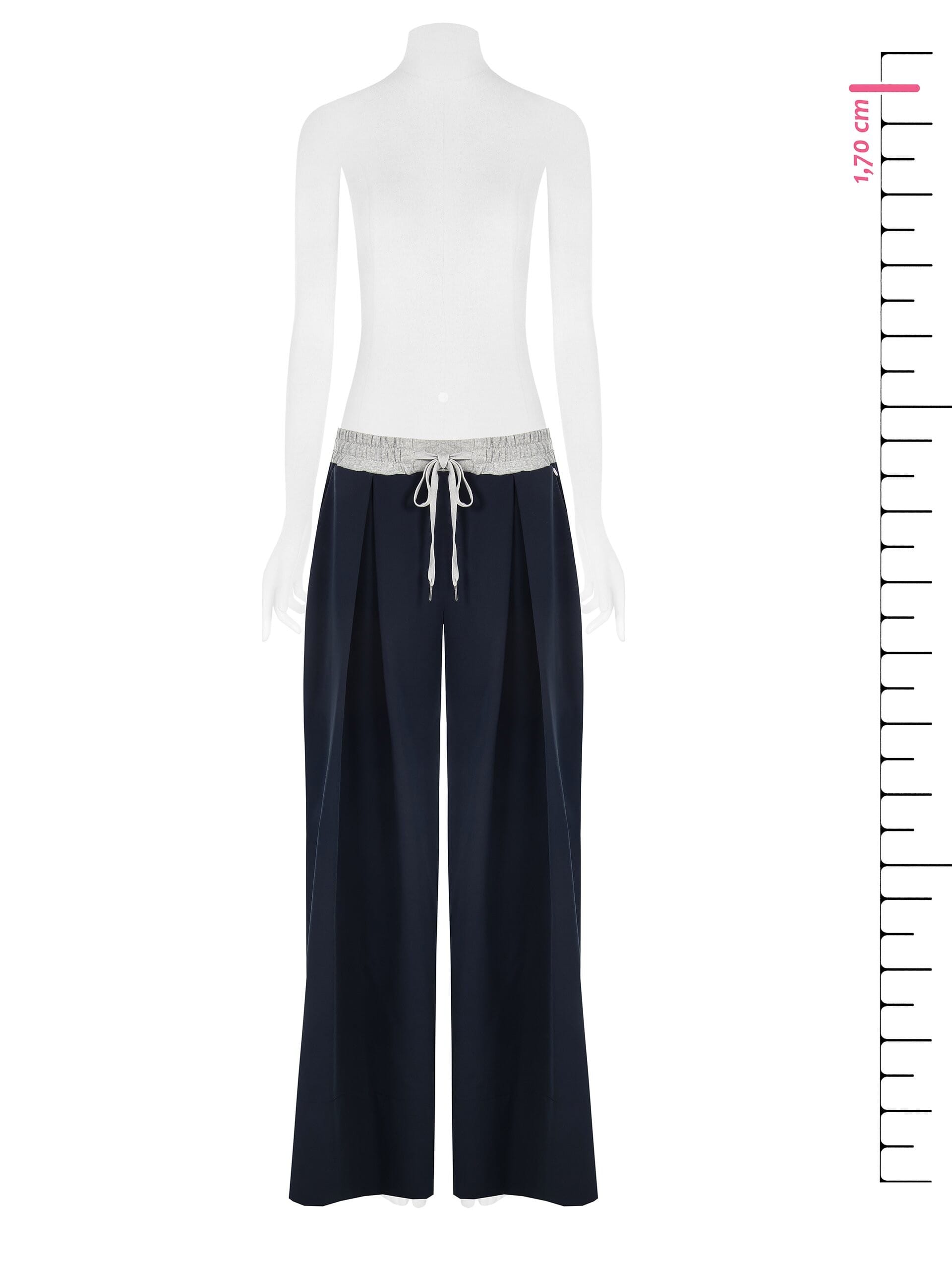 Pantalone Palazzo A Pieghe In Misto Viscosa Con Tasche E Elastico A Contrasto Rinascimento