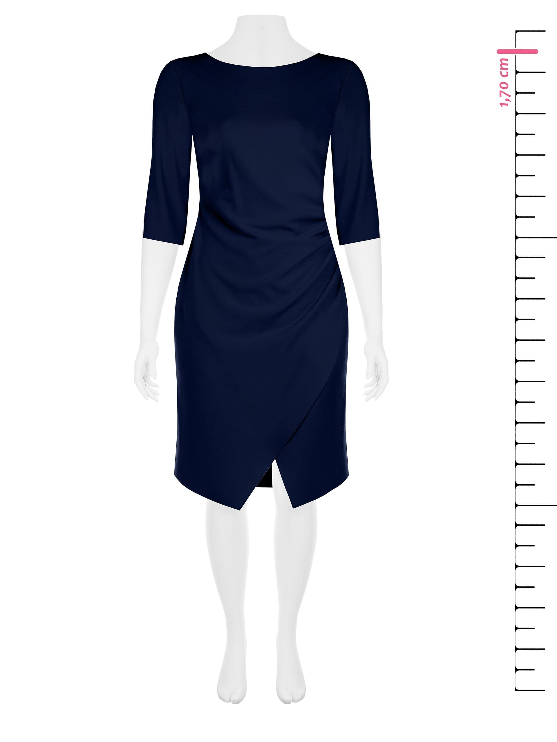 Abito Al Ginocchio A Tubino In Scuba Crepe Con Maniche A 3/4 Rinascimento Curvy