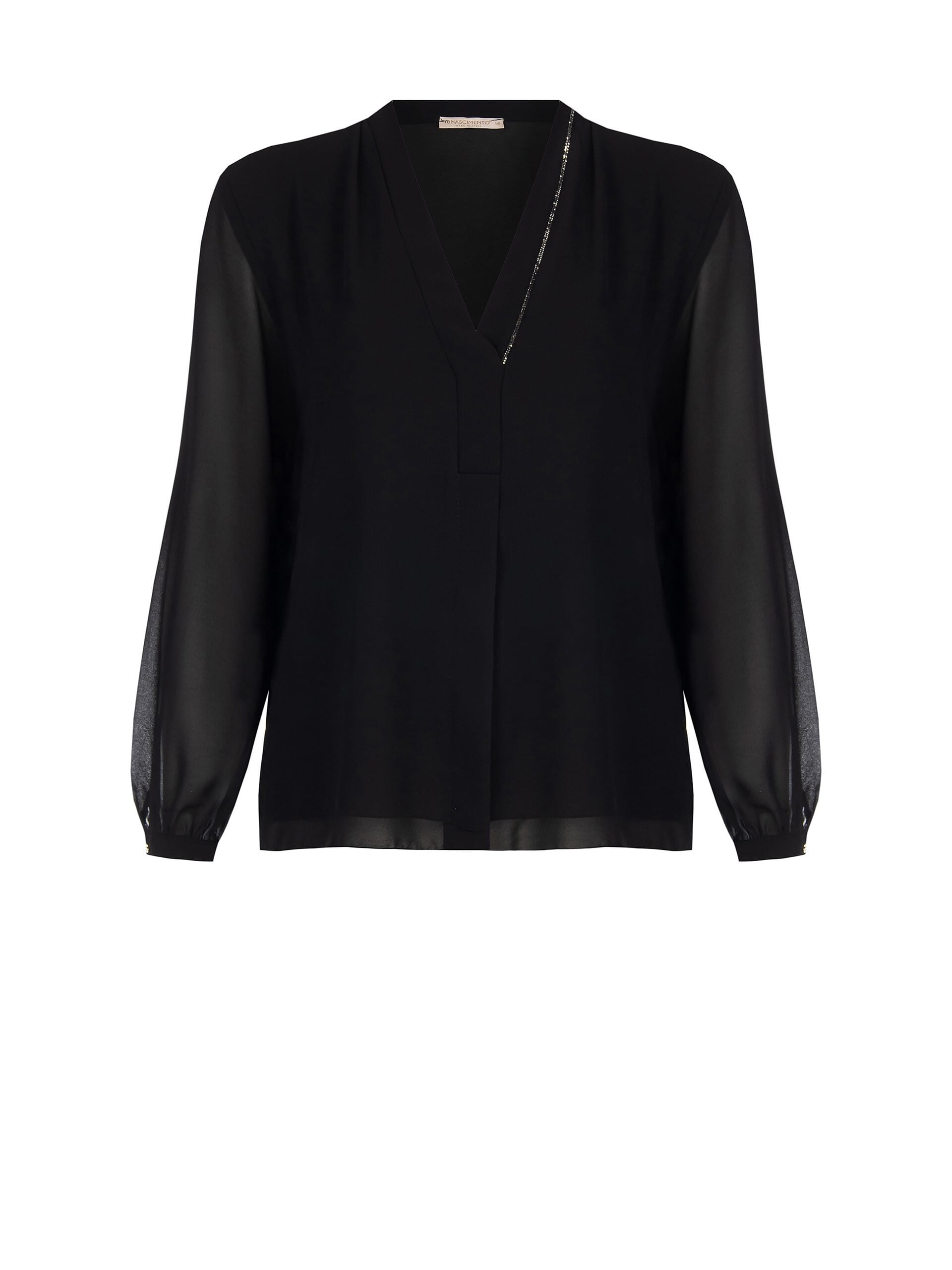 Blusa In Georgette Con Scollo A V E Dettaglio In Strass Rinascimento Curvy