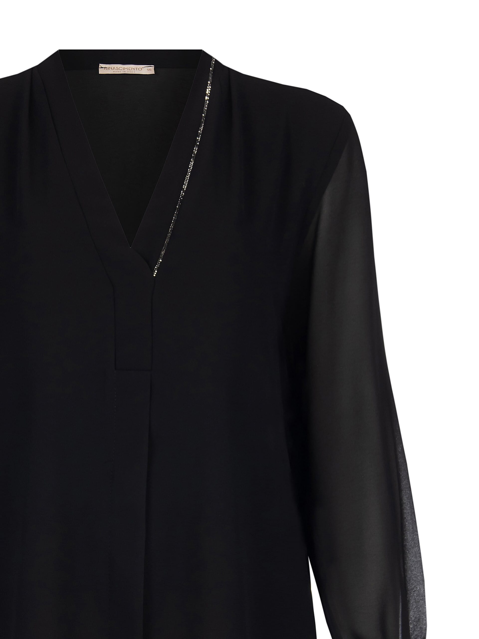 Blusa In Georgette Con Scollo A V E Dettaglio In Strass Rinascimento Curvy
