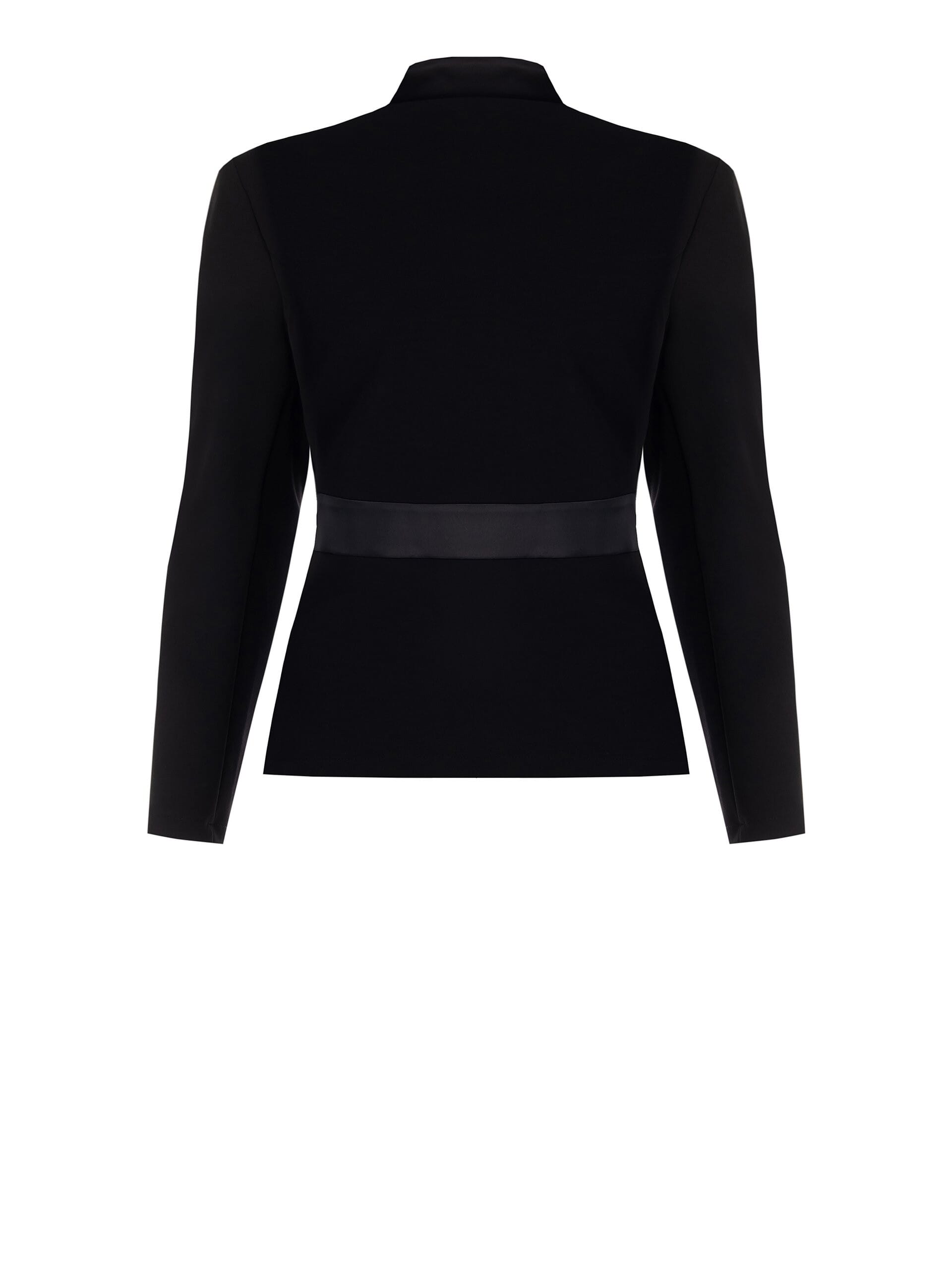 Long Cut Scuba Crepe Blazer Jacket With Satin Detailing Rinascimento Curvy
