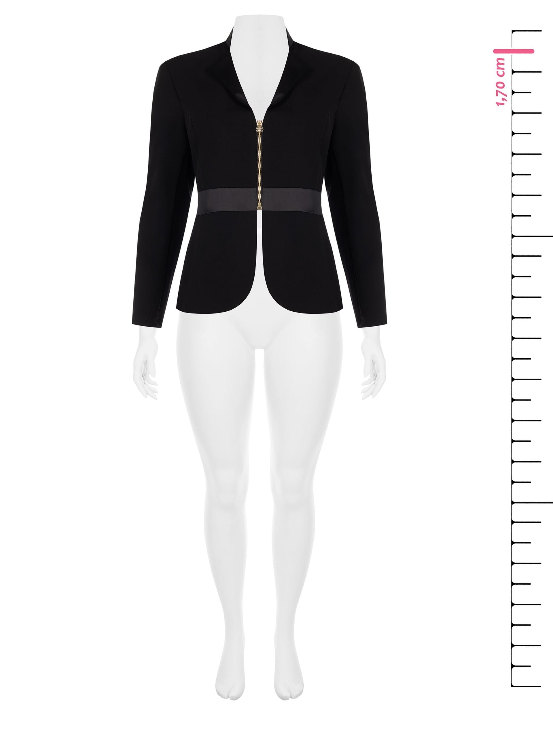 Long Cut Scuba Crepe Blazer Jacket With Satin Detailing Rinascimento Curvy