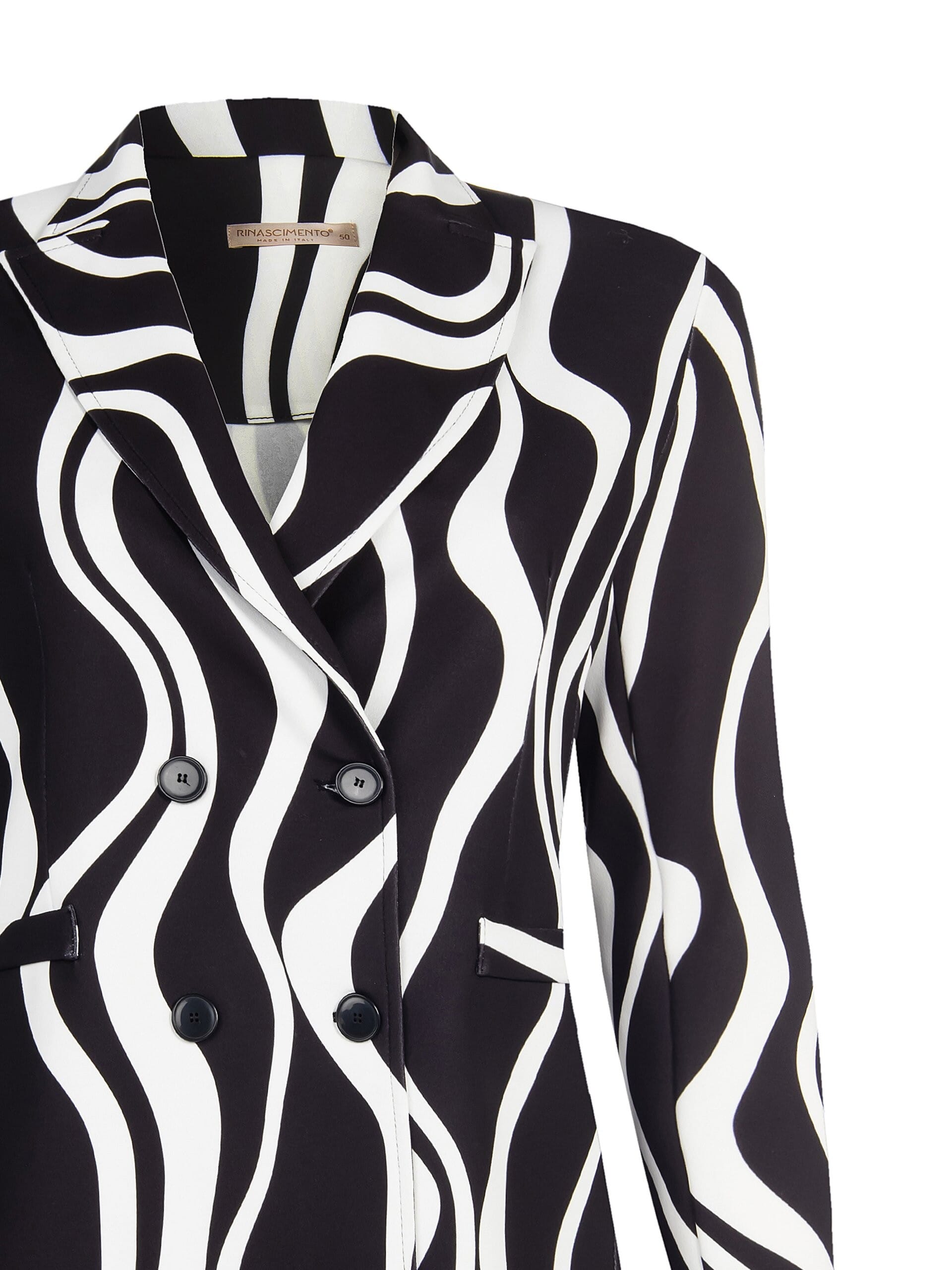 Rinascimento Curvy Crepe Double-breasted Scuba Blazer Jacket