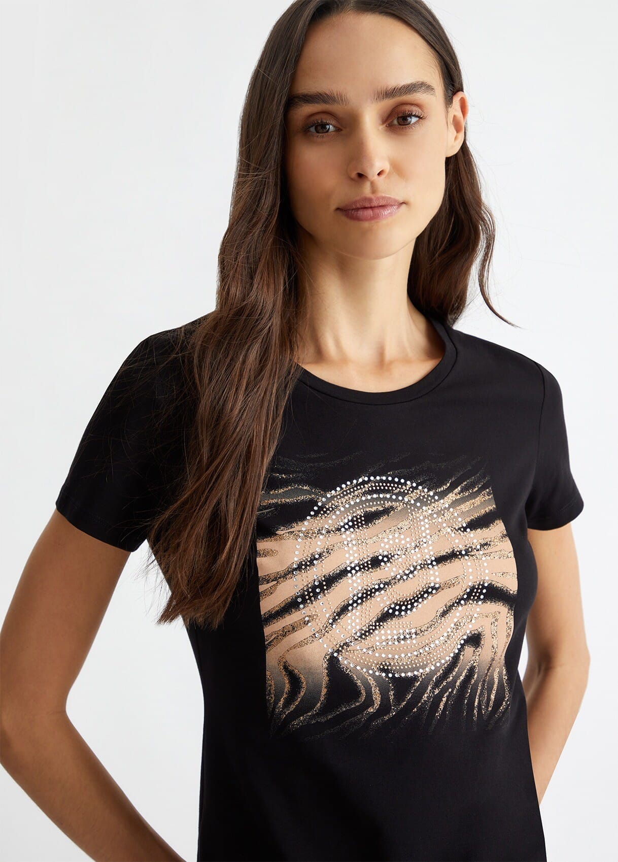 T-Shirt Con Logo E Strass Liu Jo
