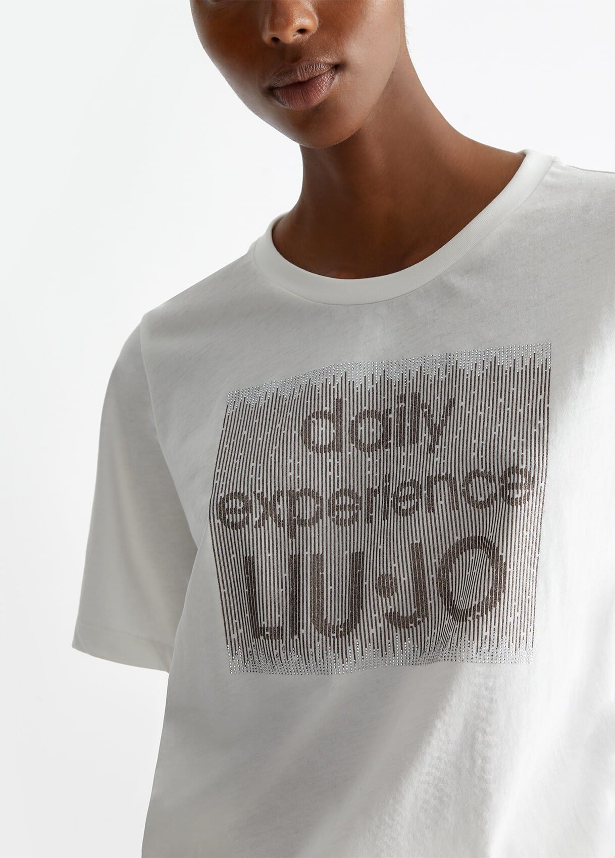 T-Shirt Con Logo E Strass Liu Jo