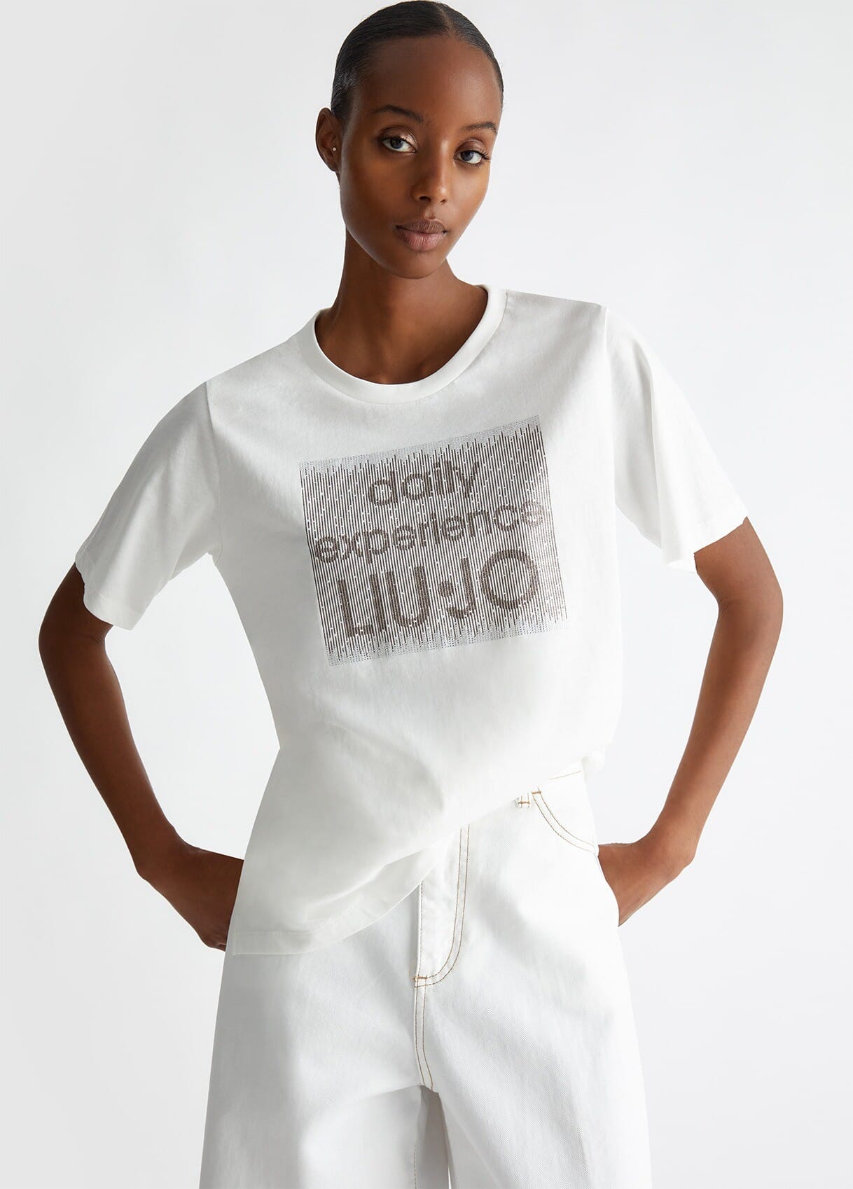 T-Shirt Con Logo E Strass Liu Jo