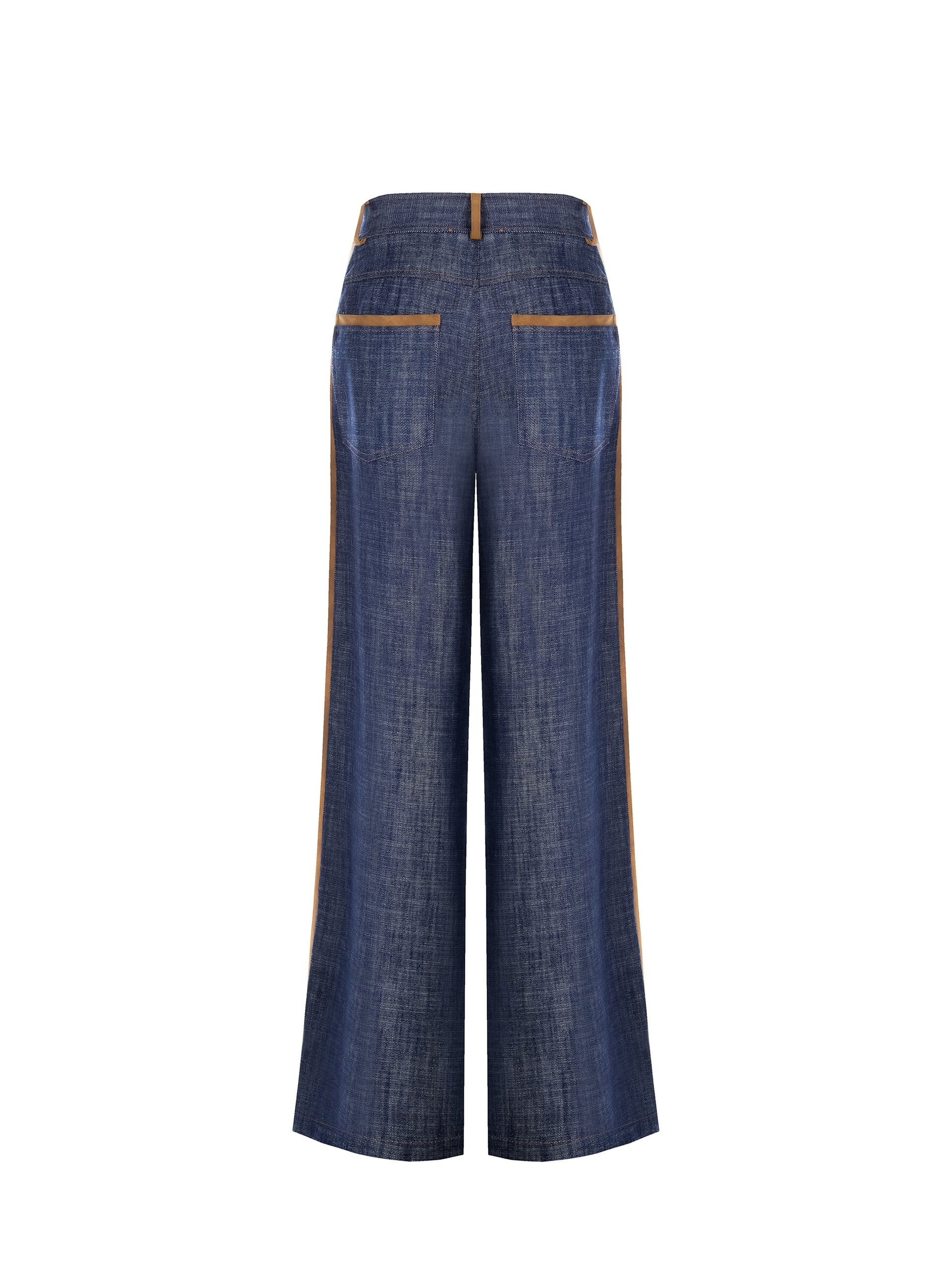 Jeans Palazzo Con Banda Laterale E Dettagli Effetto Scamosciato Rinascimento