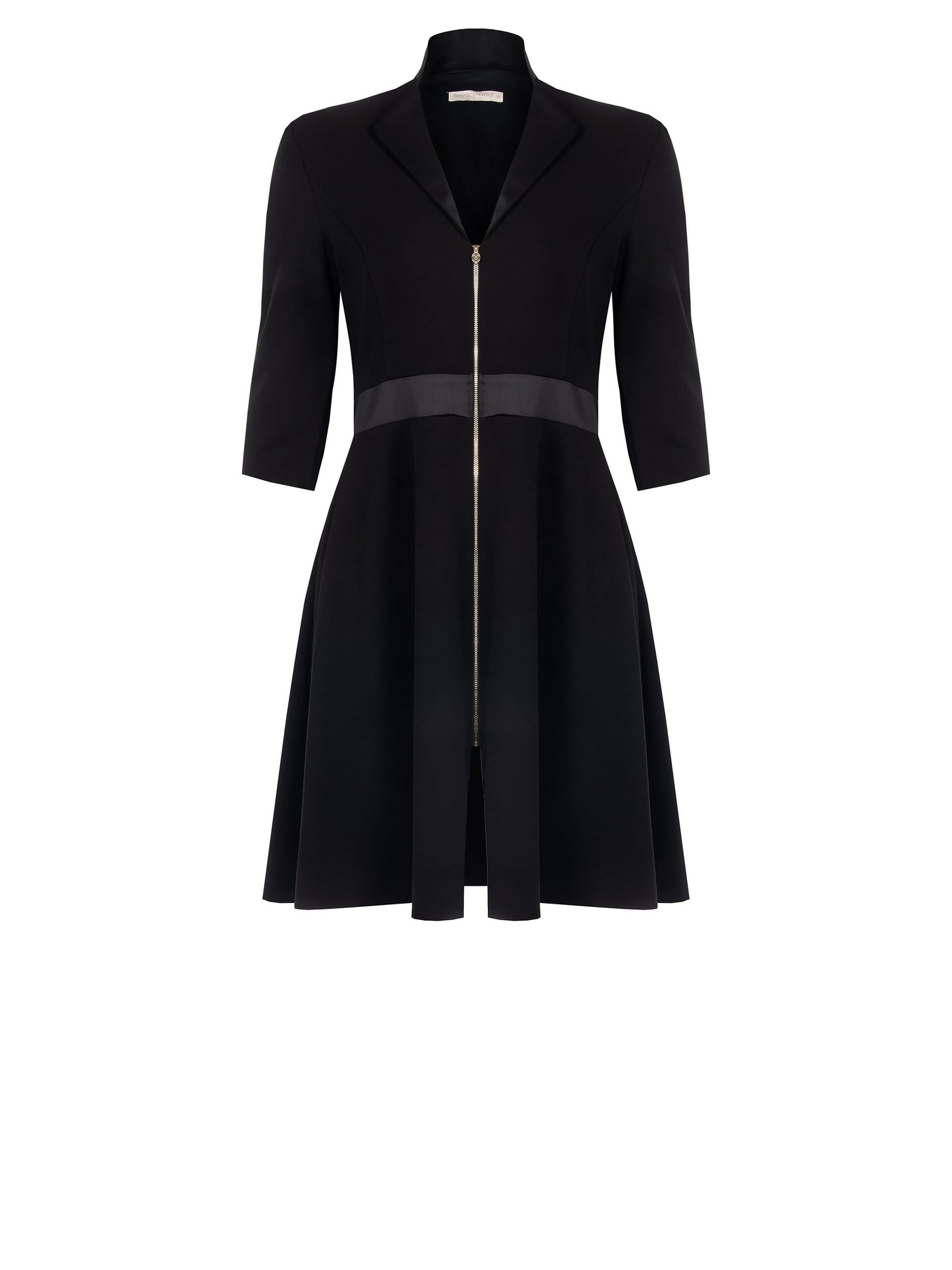 Abito Blazer Doppiopetto A Ruota In Scuba Crepe Con Dettagli In Raso E Maniche A 3/4 Rinascimento Curvy