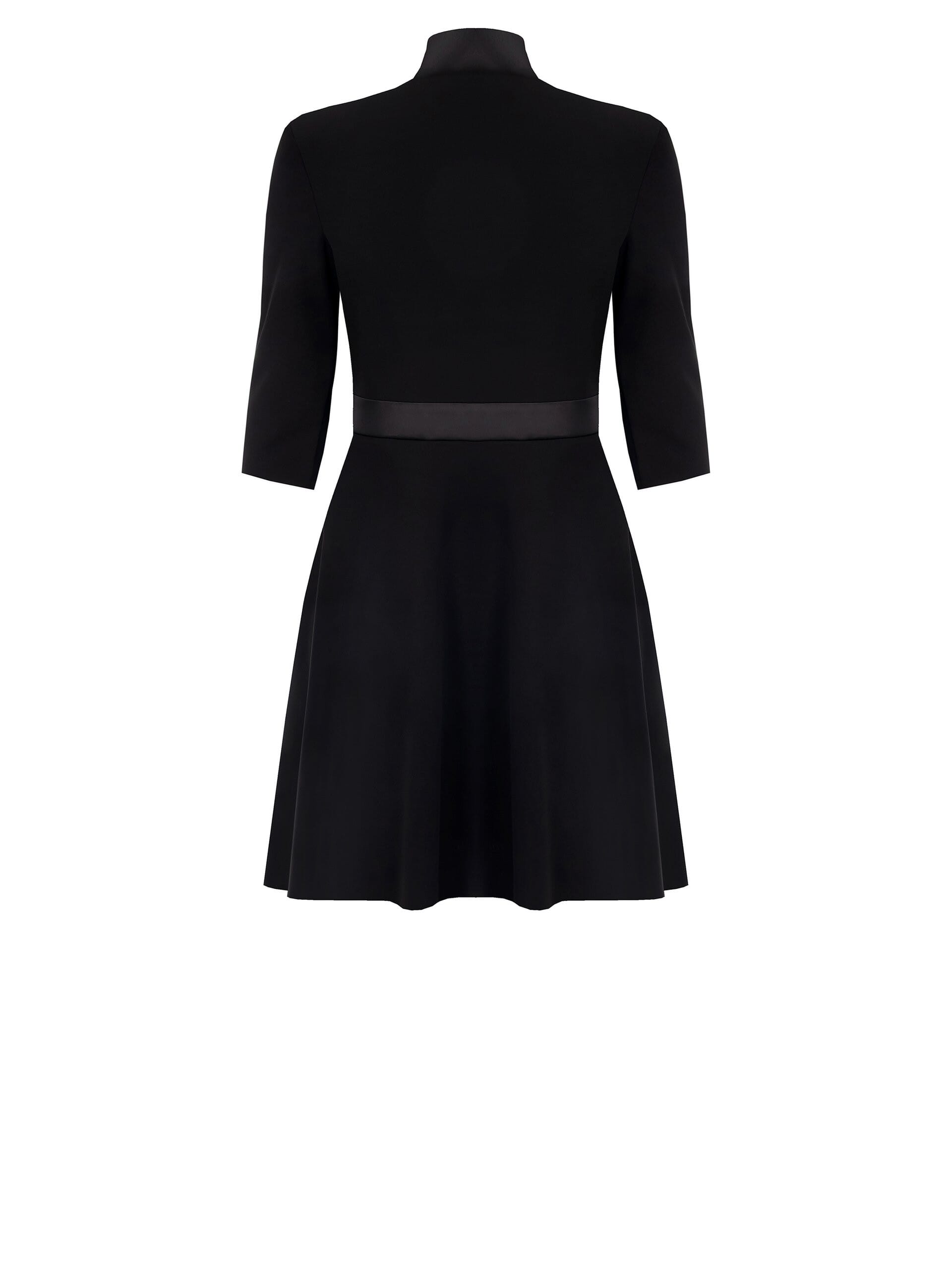 Abito Blazer Doppiopetto A Ruota In Scuba Crepe Con Dettagli In Raso E Maniche A 3/4 Rinascimento Curvy