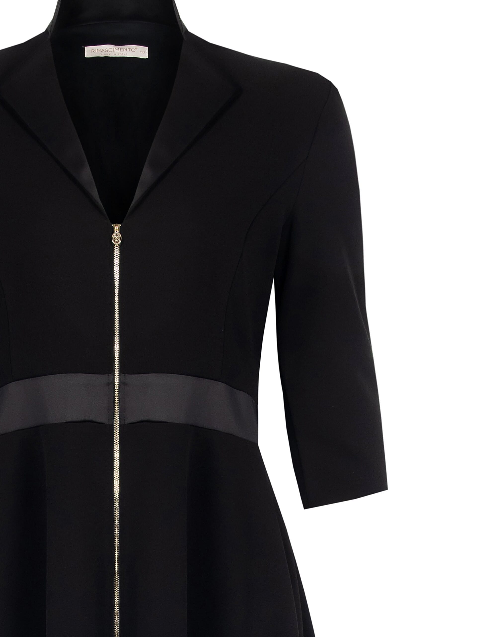 Abito Blazer Doppiopetto A Ruota In Scuba Crepe Con Dettagli In Raso E Maniche A 3/4 Rinascimento Curvy