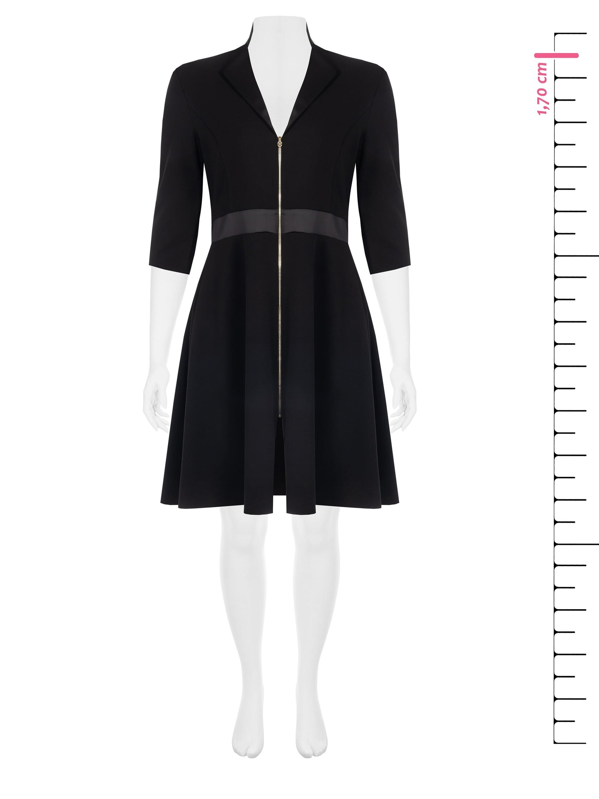 Abito Blazer Doppiopetto A Ruota In Scuba Crepe Con Dettagli In Raso E Maniche A 3/4 Rinascimento Curvy