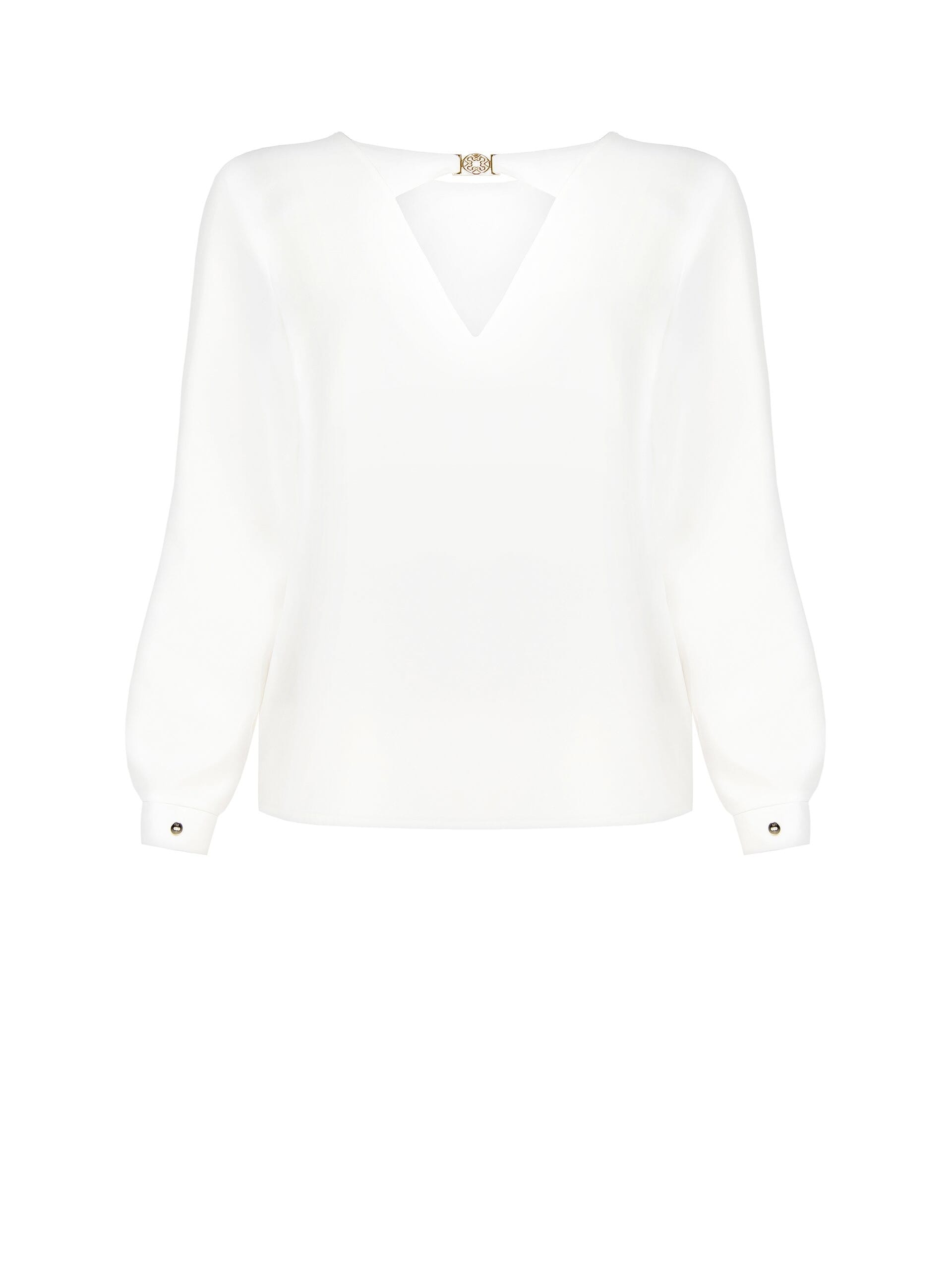 Blusa Quadrata In Raso Opaco Con Decoro Catena E Cut-Out Dietro Rinascimento Curvy