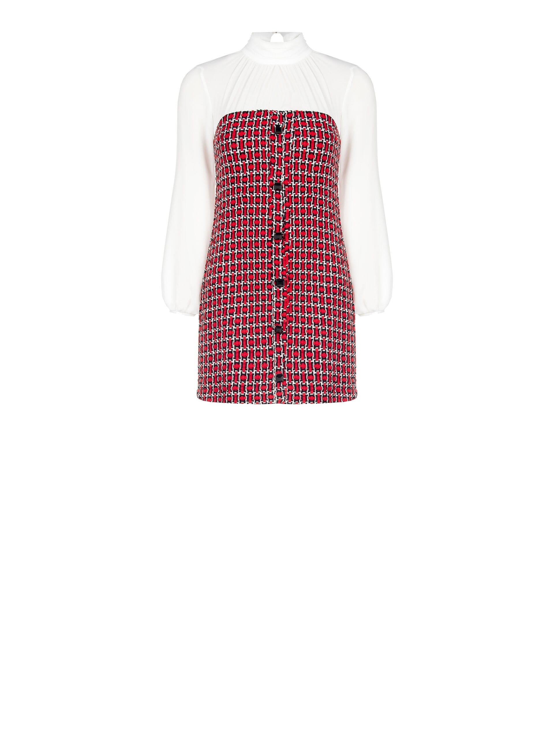 Short Tweed Sheath Dress With Lurex And Georgette Rinascimento